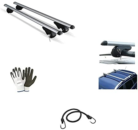 Kompatibel mit Dacia Logan MCV 2004 Dachgepäckträger für Autos, 120 cm, mit Geländer, Nicht vollständig an den Dachträger, zugelassen aus Aluminium.