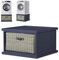 Tetbury Washing Machine Pedestal Stand with Drawer. Storage Dryer Riser with Basket in Navy Blue. Laundry Room Furniture