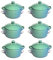 Hobby Tech Lot de 6 Mini Cocottes Bleues Turquoises Céramique Double Poignées avec Couvercle 13,5cm x 8cm Contenance Moule 200ml Ramequin Résistant Haute Température Four (Bleues Turquoise, Lot de 6)