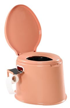 CMY Lightweight and Portable 5L Camping Toilet with Seat, Lid, Handles and Roll Holder – 3 Colours- Compact Waste for Indoor and Outdoor Loo Caravan Picnic and Festivals (Rose Gold)