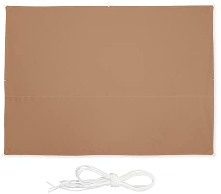 Relaxdays Sonnensegel rechteckig, 2,5 x 3,5 m, wasserabweisend, UV-beständig, Spannseile, Terrasse, Balkon, kaffeebraun, 2,5 x 3,5 cm