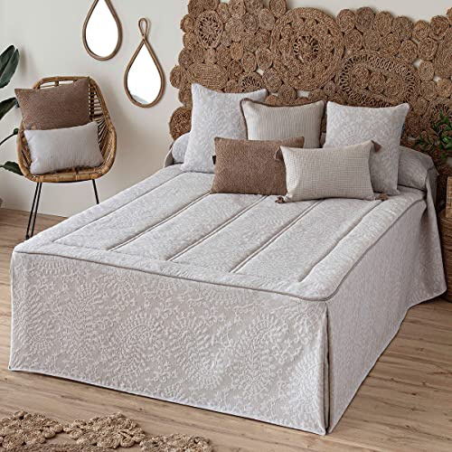 Lanovenanube Colcha Edredón Manises Beig Cama 150 150 g con Cojín | Colcha Edredón Manises Beig Lanovenanube Cama 150 150 g con Cojín