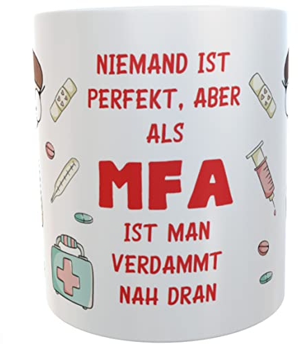 Tasse MFA Arzthelferin mit Namen tassen für arzt tasse personalisiert kaffeebecher kaffeevollautomat personalisiert groß Herz Geschenk Kaffeebecher Teetasse Becher Kaffeetasse Mug (Arzthelferin)