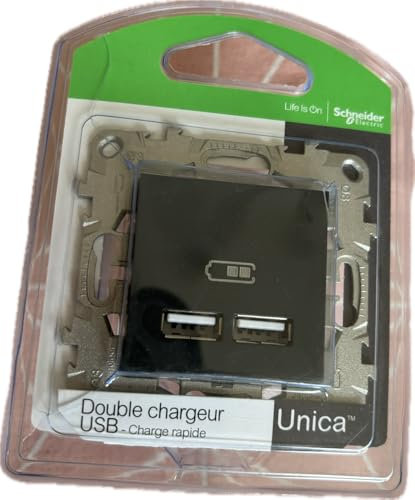Unica - Enchufe doble USB (5 V, 2,1 A), color gris