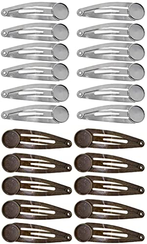 Pack 20 Fit für 12mm Glas Cabochon Cameo Metall Messing Haar Snap Clips Tablett Lose Rohlinge Für DIY Haarspange Haarspangen No Slip Vintage 2 Farben Praktisches Design und langlebig