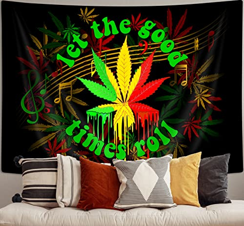 Trippy Weed Marihuana Tapisserie, ästhetische Musik, Hippie, Rock-Tapisserie, Wandbehang, Retro-Krawatte, bunte kleine Wandteppiche, Party-Hintergrund, Dekoration, Studentenwohnheim, Schlafzimmer