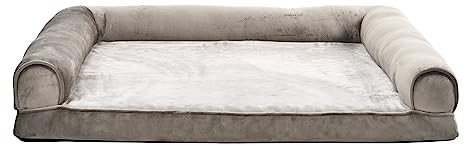 Amazon Basics XL Hundebett/Sofa in U-Form aus Schaumstoff, mit abnehmbarem, waschbarem Bezug, Braun, 112 x 89 x 20 cm (L x W x H)