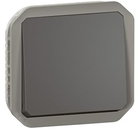 LEGRAND, Plexo New Abdeckung, Drucktaster, 10 A, Steckklemmen (SL), IP55 - IK 08, Farbe: Anthrazit, 069810L