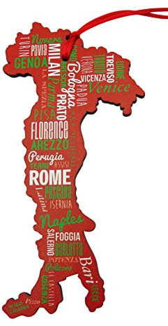 Italien Weihnachtsbaumschmuck aus Holz mit italienischen Stadt- und Stadtnamen, 15,2 cm