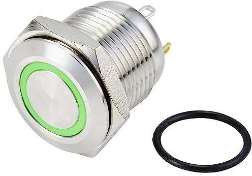 TRU COMPONENTS TC-10090916 GQ16F-10E/J/G/24V/S Vandalismusgeschützter Drucktaster 48 V/DC 2 A 1 x Aus/(Ein) tastend Grü