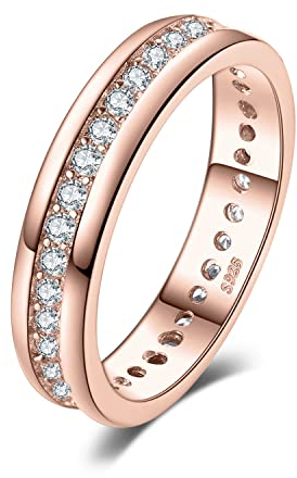 JewelryPalace Ringe Frauen Eheringe Ring Silber 925 Damen, Zirkonia Silberringe Trauringe Vorsteckring Hochzeitsringe Antragsring Memoirering Ewigkeitsring Ringe Set, Damen Schmuck Rosegold 58