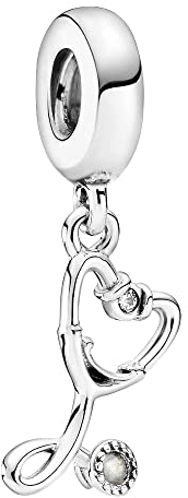 BEEUVIP Damen Stethoskop Dangle Charm Anhänger für Armband 925 Sterling Silber Geburtsstein Charms Beads passend für Armband