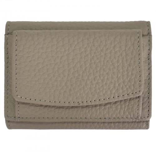 Zimoer Damen Echtleder Geldbörse Mit RFID, Minigeldbörse Leder, Portemonnaie Klein, Münzfach, Kartenfach (Elefant Grey)