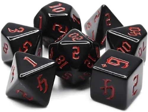 Dice4friends Würfelset Opaque: Chon drite Black/Red (7)