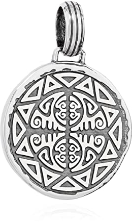 NKlaus 2,4cm Kettenanhänger Sonne Rune 925 Sterling Silber polynesische Scheibeanhänger 14033