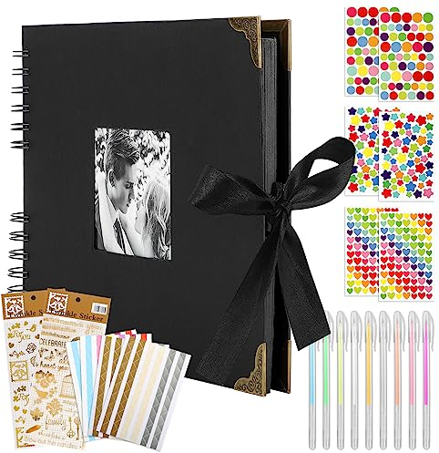 Album Fotos para Pegar y Escribir Album De Fotos 290 * 215mm Scrapbook 80 Páginas Album Scrapbooking con Photo Corners Rotuladores de Colores Álbum de Fotos Hecho a Mano Para Regalo.