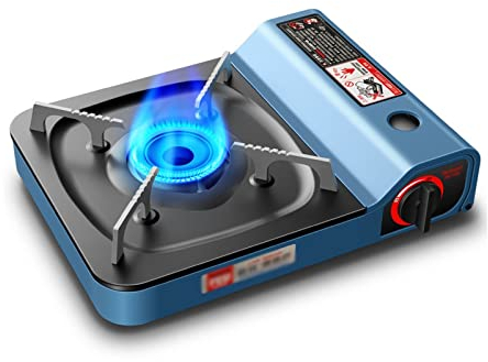 ALSAM Réchaud de Camping, réchaud Portable au Butane, équipement de Cuisine de Camping, Collecte d'énergie et économie de gaz, allumage électronique, Puissance de feu à Plusieurs étages
