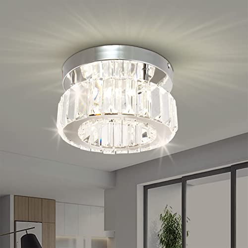 xychfantligh Mini Flush Mount Kristall Deckenleuchten Flur Licht LED Deckenleuchte Kleiner Kronleuchter für Schlafzimmer Wohnzimmer Küche Flur Büro 2700K/4500K/6500K (Mehrfarbig)