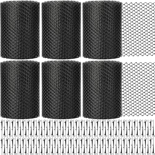 Windyun Dachrinnenschutz, Rolle, schwarz, Kunststoff, Fallrohr, Dachrinnenschutz, Filter, Dachrinnenschutznetz mit 60 festsitzenden Haken, die verhindern, dass Zweige Schmutz und Blätter verstopfen, 6