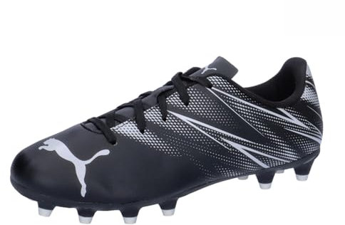 PUMA ATTACANTO FG/AG Jr, Soccer Shoe Unisex Adulto, Black-Silver Mist, 34.5 EU