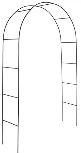 Hardys Black Metal Garden Arch - Arbour Trellis for Climbing Plants, Roses - Indoor & Outdoor Archway Garden Decor and Lawn Wedding Arch - Heavy Duty Steel Frame (2M)