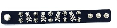 SANRLO Armband, Rock-Totenkopf-Armbänder, modisch, Punk, Streetdance, Armreif, Schmuck, Stern-Skelett, Nieten, Armband mit Fransenkette, Hip Hop, Size reference picture, Kortex