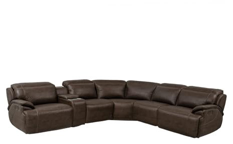 HTI living Ecksofa Pavel Braun Kunstleder verstellbare Kopf- und Fußstützen