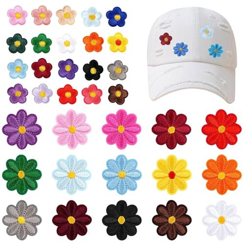 JCUGSBS 35 Piezas Parches para Ropa Termoadhesivos para Planchar con Flores de Margaritas Chaquetas Cosidas Bolsos Vaqueros Manualidades Parche Ropa Decorativos DIY Niños Pegatinas Ropa Termoadhesivos