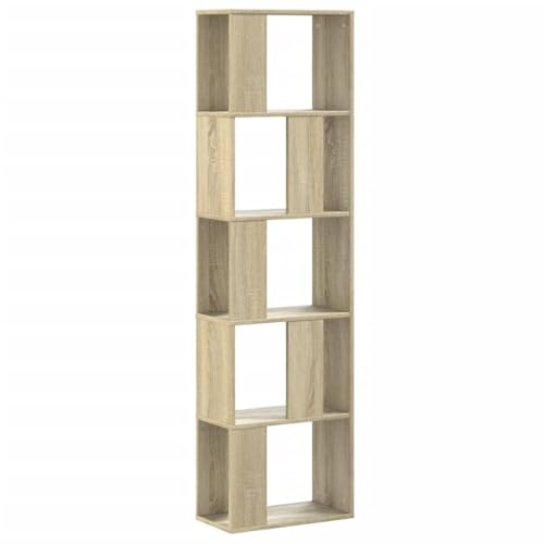 vidaXL Bücherregal, Standregal Regal 5 Böden, Raumteiler Wandregal für Wohnzimmer, Aktenregal Raumtrenner Büroregal, Sonoma-Eiche Holzwerkstoff