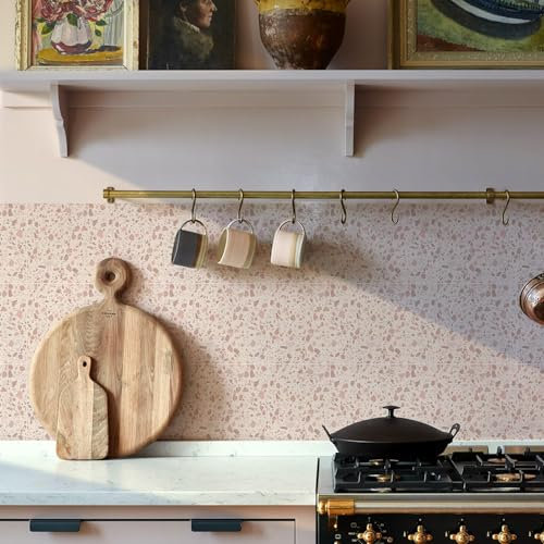 Fliesenaufkleber Beige Terrazzo Klebefliesen Küche Pvc Klebefliesen Küche,Wasserfest Fliesenaufkleber Bad,Küchenrückwand Selbstklebend Leicht Zu Schrubben 10 Stück(15x15cm)