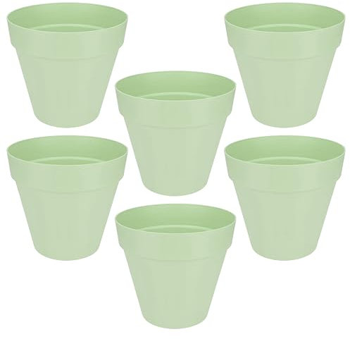 Lizzy Pack of 6 Plant Pots 13cm | Planters for Indoor Plants Mini Clay Pottery Terracotta Plant | Outdoor Garden Nursery DIY Crafts & Wedding Decoration Pot (Mint)