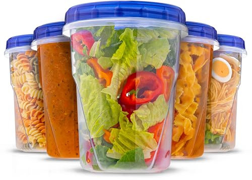 XpressPak Plastic Soup Containers - Freezing, Microwave Safe (946 ml) - [6 Pack] - Deli With Twist Top Lids, Food Storage Freezer - Airtight - Dishwasher Safe BPA-Free