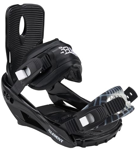 5th Element Stealth - 3 fijaciones de snowboard para hombres y adultos. Disco de fijación universal y hardware para principiantes a intermedios para snowboard All-Mountain. (negro/blanco, grande/XL)