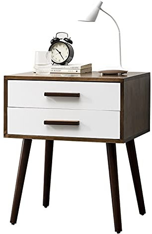 TEESONG Tavolino da letto/comodino quadrato per interni, con doppio cassetto, decorazione per tavolino da caffè, camera da letto, cassettiera, comodino, comodino, tavolini laterali per camera da letto