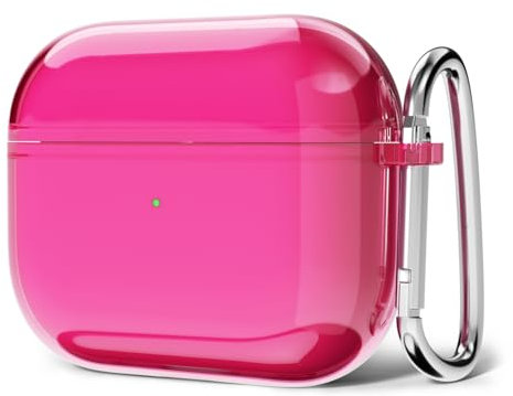 Svanove Airpods 4 Case, Clear Transparent Silicone Cover, Soft TPU Rubber Case for Women, Neon Hot Pink