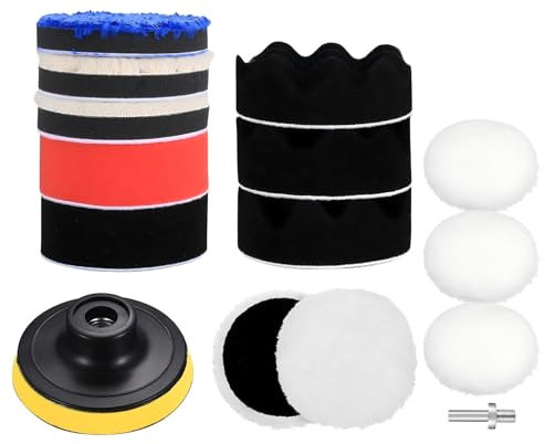 15 Pz Kit Lucidatura Auto, Tamponi Lucidatura Auto, Tamponi per Lucidatura Auto, Spugne per Lucidatura Auto, Dischi Tampone di Lucidatura per Trapano, Levigatura, Cera