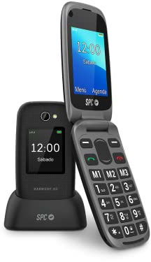 SPC Harmony 4G Mobile Phone Cover for Elderly, Easy to Use with Large Keys, Compatible Headphones, Remote Setting, SOS Button, Volume Ringer High, Charging Dock, No Charger – Black