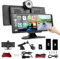 Autoradio Senza Fili Carplay&Android Auto con Dashcam, 10.26 schermo auto,car play per auto android con doppia telecamera anteriore + posteriore 2K 1080P, Con 64G TF, BT/AUX, Mirror Link, Navigatore