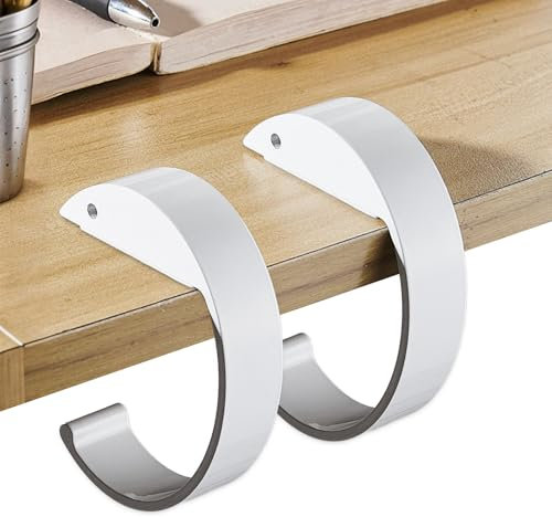 2 Pcs Porte Sac à Main Table, Accroche Sac a Main pour Table, Forme de La Lettre C Porte Sac à Main, Crochets de Bureau Portables, Cintre de Sac à Main en Forme de C pour Bureau, Restaurant (Blanc)
