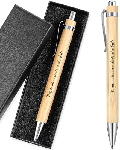 Tenare Dankeschön Geschenke Kugelschreiber Geschenke Holz Kugelschreiber mit Spruch Zitate Druckkugelschreiber mit Geschenkbox Glücksstift für Kollegen Lehrer Gäste(Vergiss Nie, wie Stark Du Bist)