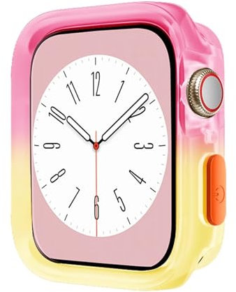 SAAWEE Custodia in silicone per Apple Watch 45mm 44MM 41MM 40MM TPU Cover Protezione Bumper Shell per iWatch Serie 9 8 7 6 SE 5 4 custodia(Rose Yellow,44MM 45MM)