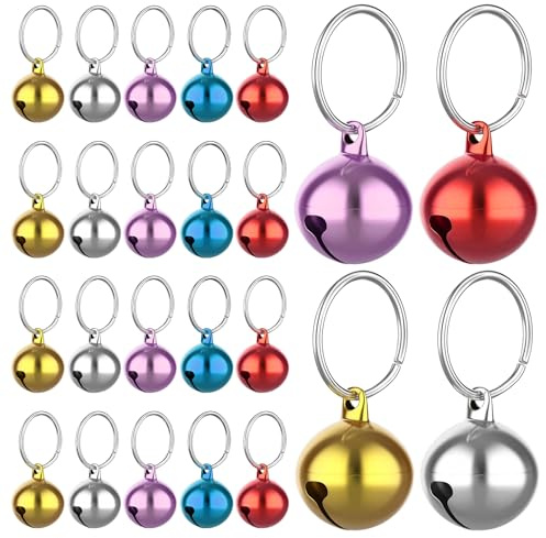 HJZHII 24 Stück Metall Jingle Bells, Hunde- und Katzenhalsband Glocke mit Schnallen Lauter Anhänger Haustierzubehör Verlieren Sie nicht Training Charms für Haustiere