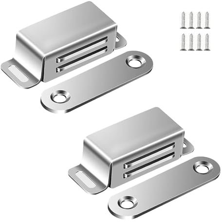 2 PCS Cupboard Magnetic Door Catch, Magnetic Cupboard Locks, Door Magnets for Internal Doors, Magnetic Catches for Cupboards, for Cabinet Drawer Kitchen Cupboard Wardrobe Closet Closure(Silver)