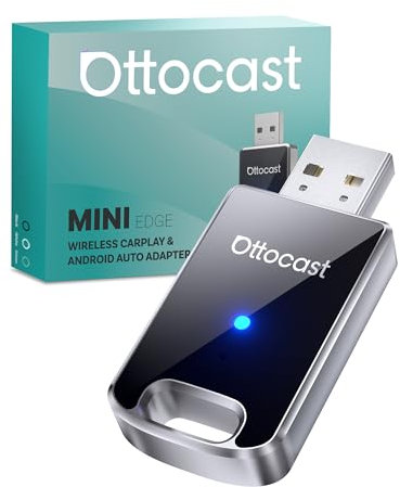 OTTOCAST Edizione 2025 Adattatore wireless per CarPlay & Android Auto, convertitore 2 in 1 da cablato a wireless, Plug & Play, riconnessione automatica, configurazione facile, ultra compatto