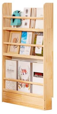 JS Space Behind The Door Storage Cabinet,Hidden Storage Behind Doorwith Open Display Shelves,Bookshelf with Doors 3-Tier-70cm