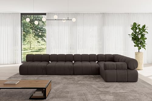 ALTDECOR Modulares Sofa Ecksofa in L-Form Corner modular Sofa Eckcouch Couch Wohnlandschaft Cauchsofa Polstersofa Mende-L3-380x190x70 cm Braun