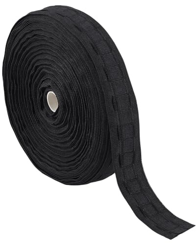 BENECREAT Nastro in Poliestere per Tende Nero, 20 m x 28 mm | Nastro per Testate di Tende, Nastro Morbido per Pieghe di Tende per Decorazioni per la Casa, Mantovane e Lavori Fai Da Te