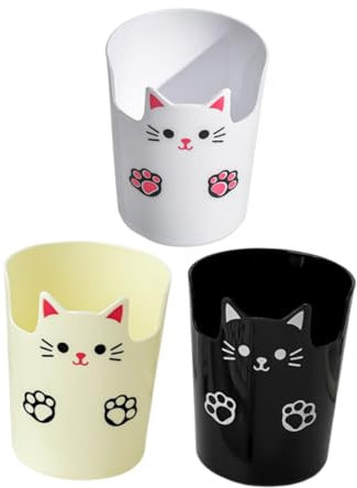 Operitacx 3 Pièces Organisateur de Bureau Chat Mignon Lot de Pots à Crayons avec Capacité pour Fournitures de Bureau Pinceaux de Maquillage et Décoration Intérieur