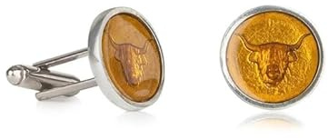 Stunning Scottish Highland Cow Yellow Enamel Pewter Cufflinks