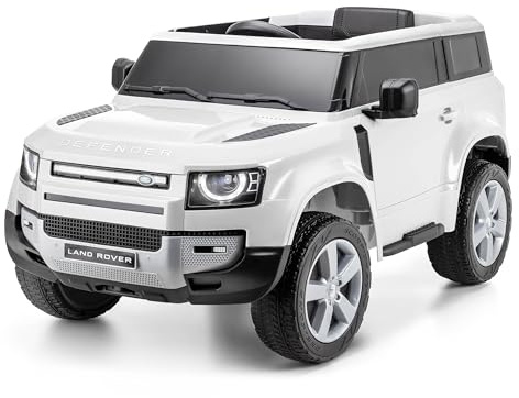 Xootz Land Rover Defender Electric Ride-On Car, Ages 2+, White | Battery Powered Kids Toy with Music, Lights and Opening Boot, Electric Toy Car for Boys and Girls